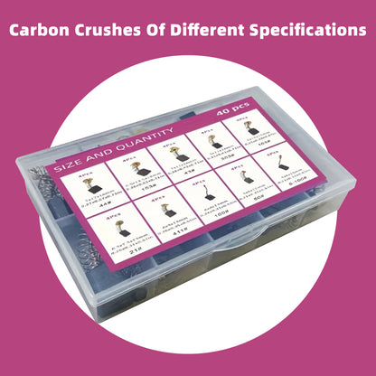 40Pcs Electric Motor Carbon Brushes 10 Sizes Replacement Repair Power Tool Part