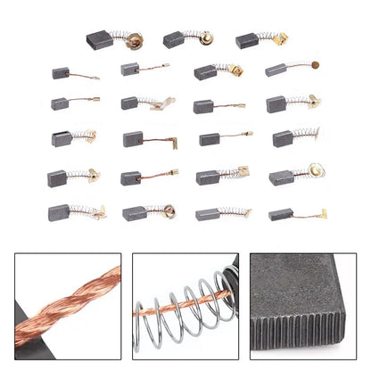 46Pcs Electric Motor Carbon Brushes 23 Sizes Replacement Repair Power Tool Part