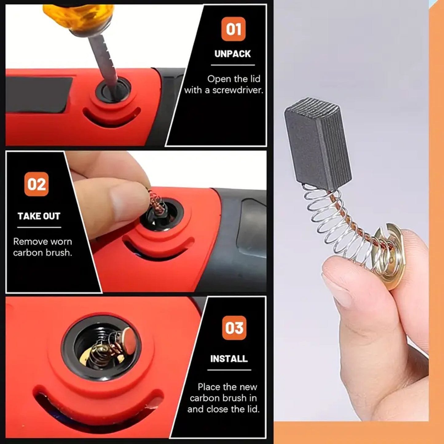 46Pcs Electric Motor Carbon Brushes 23 Sizes Replacement Repair Power Tool Part