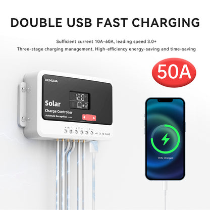 12V24V48V 50A PWM Solar Controller Automatic Solar Controller Lead-Acid Battery