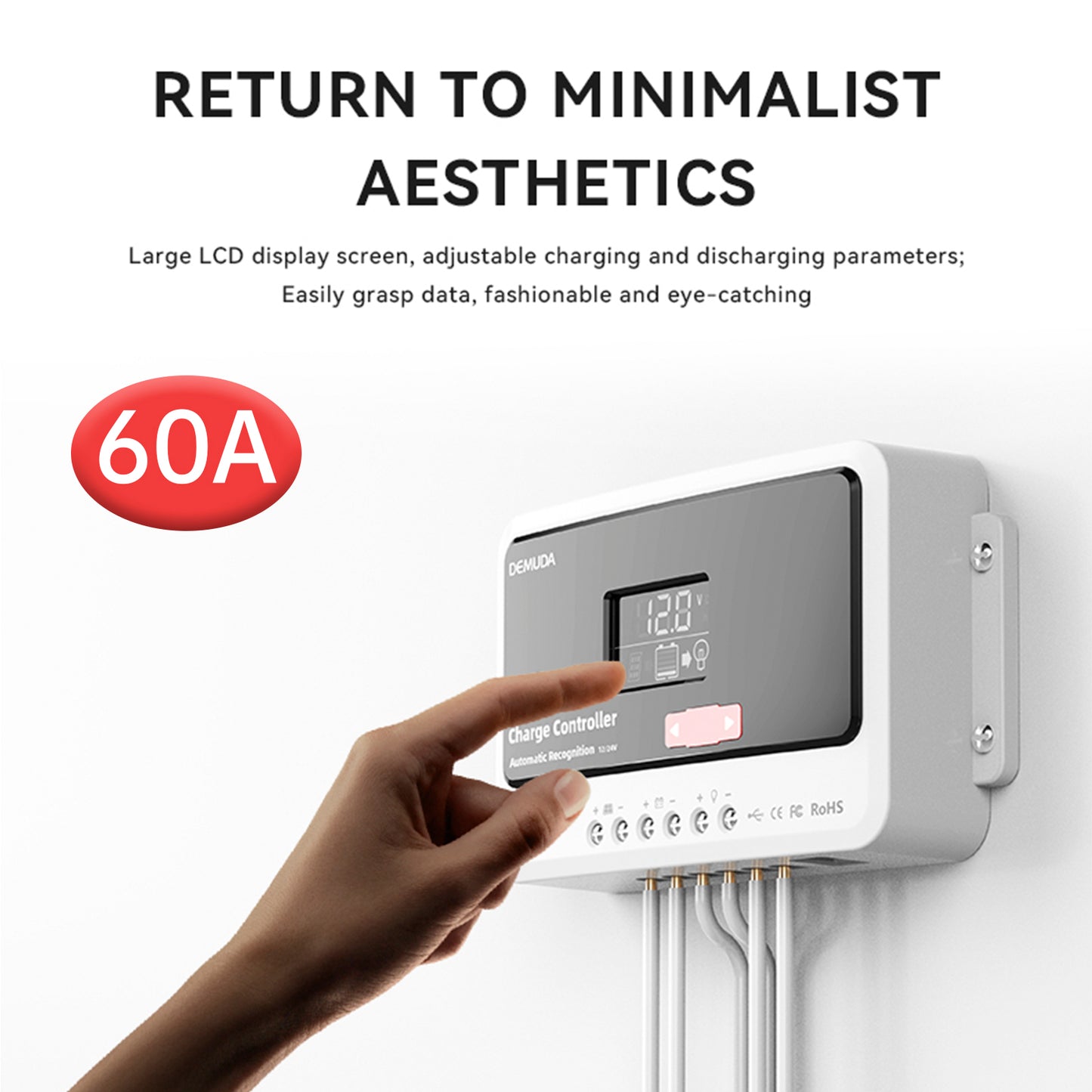 12V24V48V 60A PWM Solar Controller Automatic Solar Controller Lead-Acid Battery