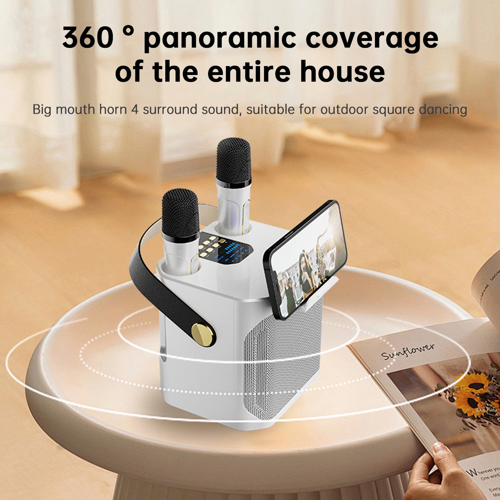 Wireless Bluetooth Speaker Dual Microphone Portable Karaoke Speaker Home Theater