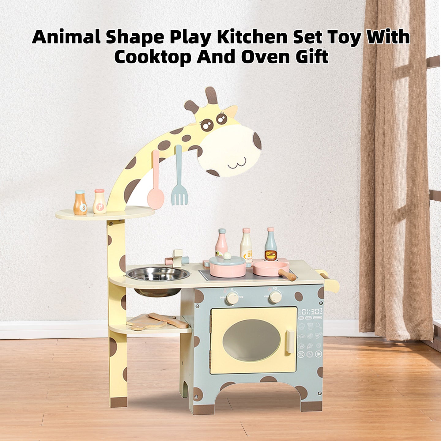 Animal Shape Play Kitchen Set Toy With Cooktop And Oven Gift For Kid Age 3+