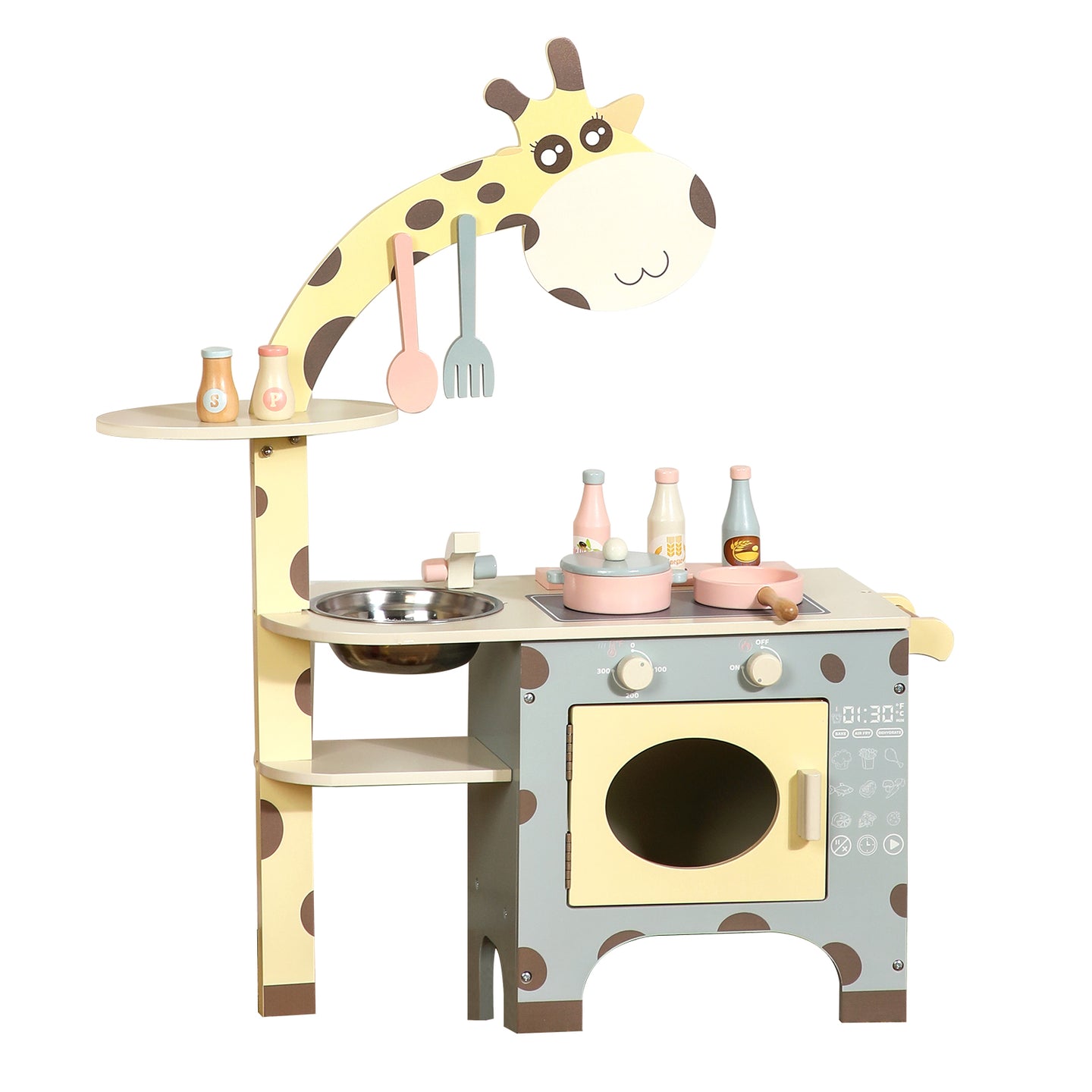 Animal Shape Play Kitchen Set Toy With Cooktop And Oven Gift For Kid Age 3+