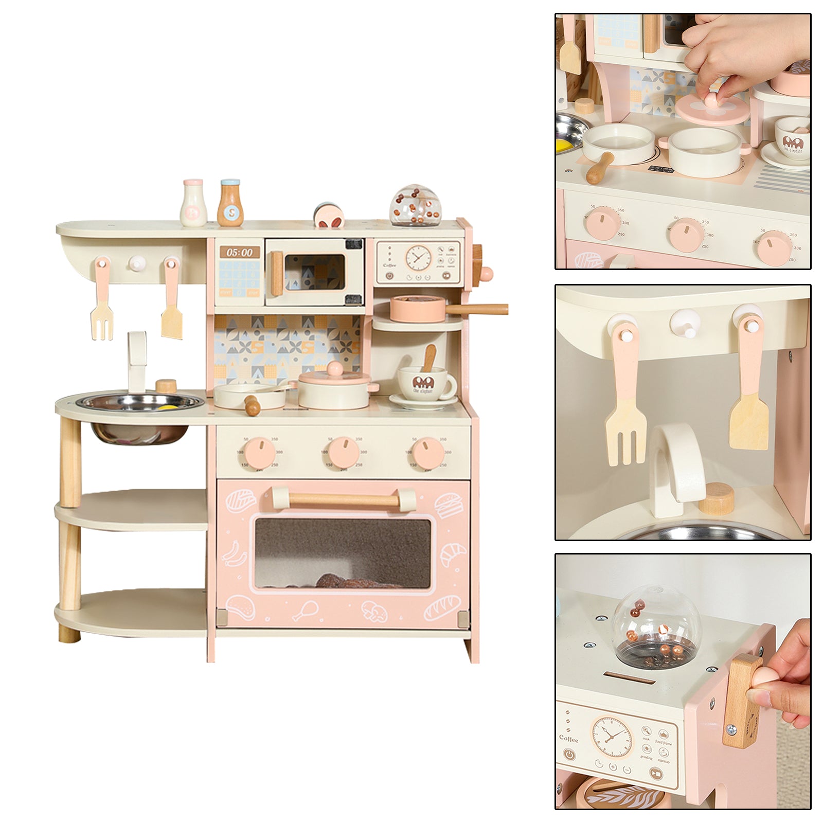 Simulation Pink Coffee Machine Play Kitchen Dishes Cooktop Set Pretend Kid Toy (Copy)