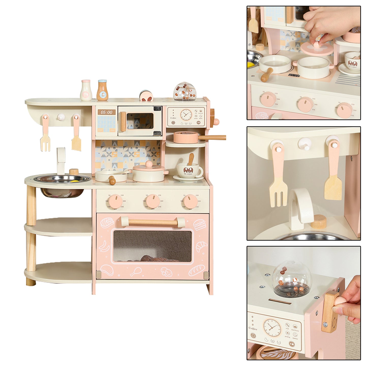 Simulation Pink Coffee Machine Play Kitchen Dishes Cooktop Set Pretend Kid Toy (Copy)