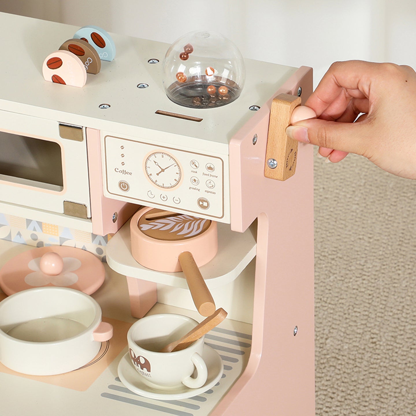 Simulation Pink Coffee Machine Play Kitchen Dishes Cooktop Set Pretend Kid Toy (Copy)