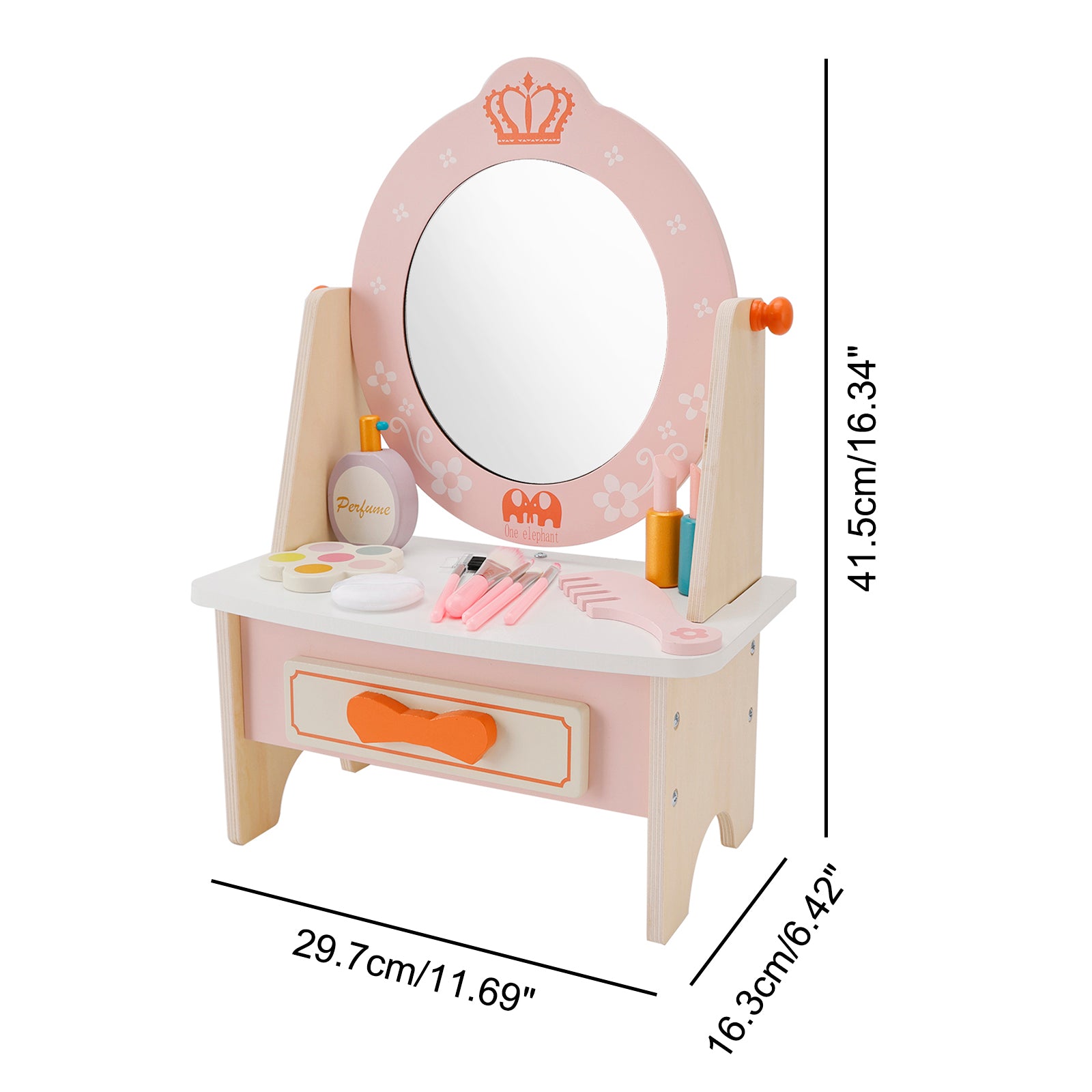 Kid Girls Vanity Table Children Dressing Mirror Make Up Desk Toy Play Gift Set