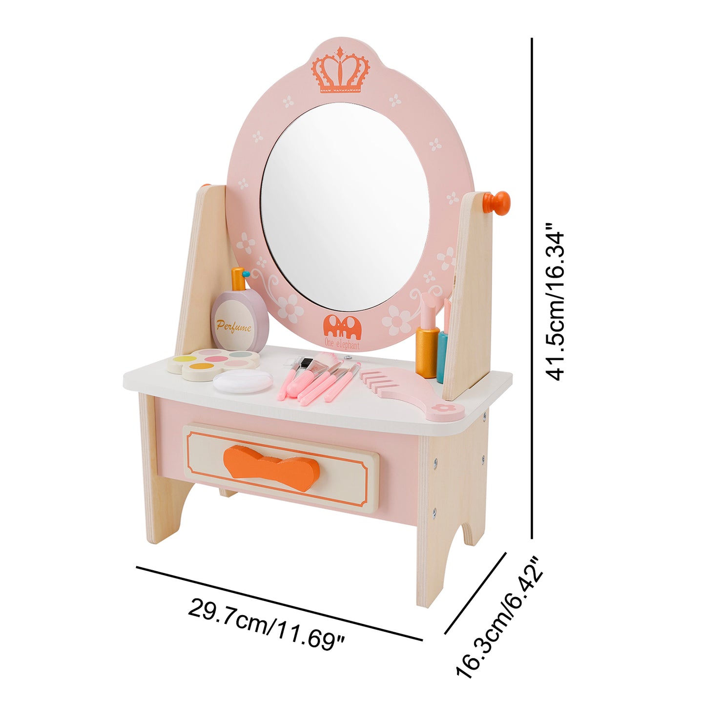 Kid Girls Vanity Table Children Dressing Mirror Make Up Desk Toy Play Gift Set