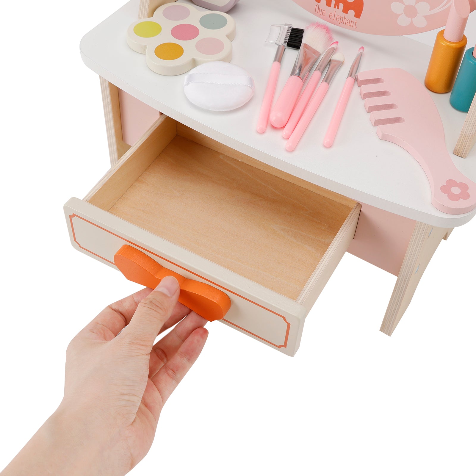 Kid Girls Vanity Table Children Dressing Mirror Make Up Desk Toy Play Gift Set