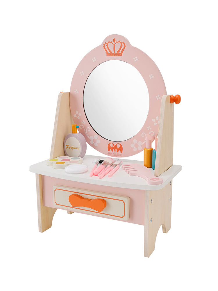 Kid Girls Vanity Table Children Dressing Mirror Make Up Desk Toy Play Gift Set