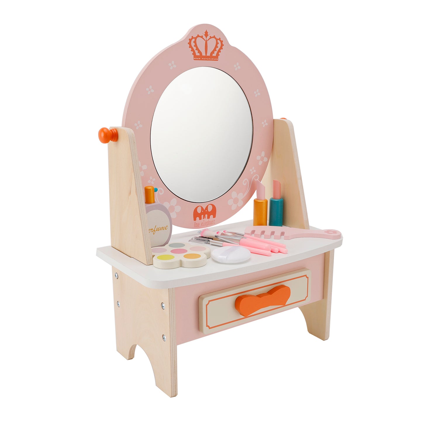 Kid Girls Vanity Table Children Dressing Mirror Make Up Desk Toy Play Gift Set