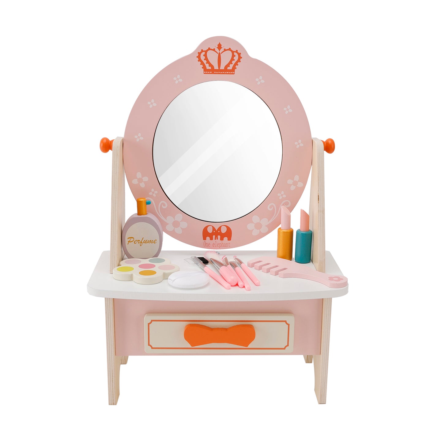 Kid Girls Vanity Table Children Dressing Mirror Make Up Desk Toy Play Gift Set