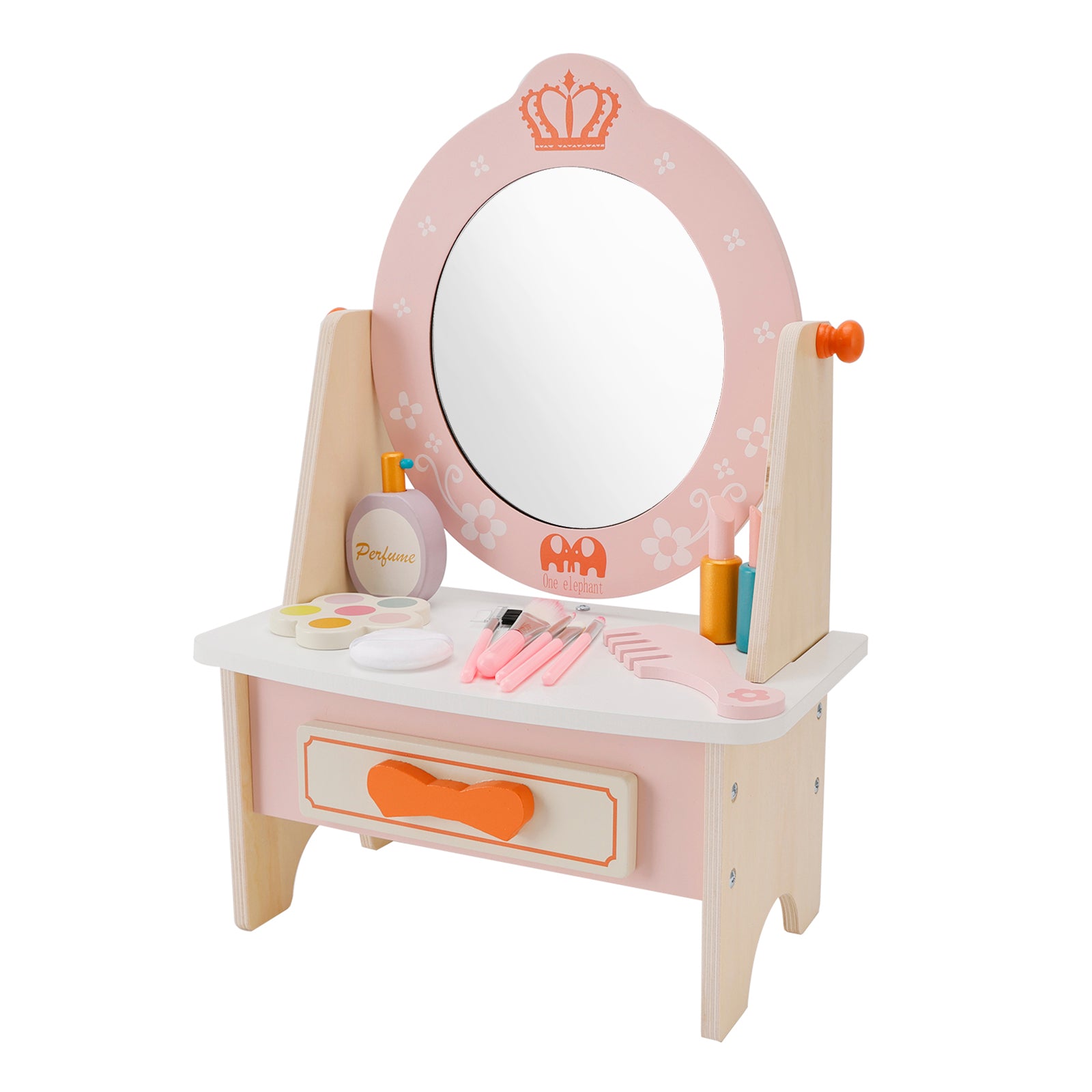 Kid Girls Vanity Table Children Dressing Mirror Make Up Desk Toy Play Gift Set