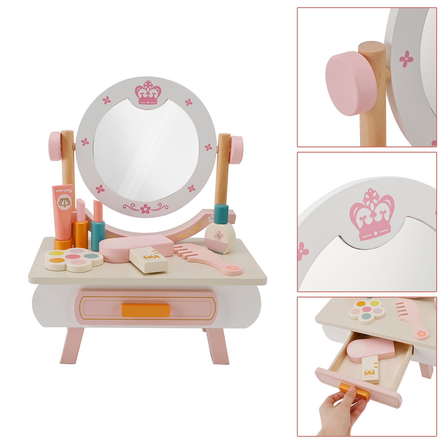 Kid Girls Simulation Vanity Table Children Dressing Mirror Make Up Desk Toy Set