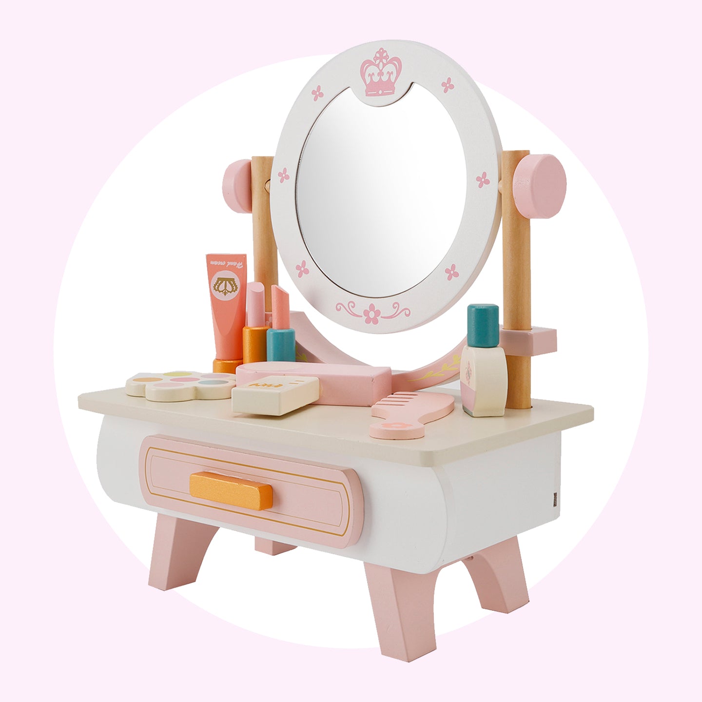 Kid Girls Simulation Vanity Table Children Dressing Mirror Make Up Desk Toy Set