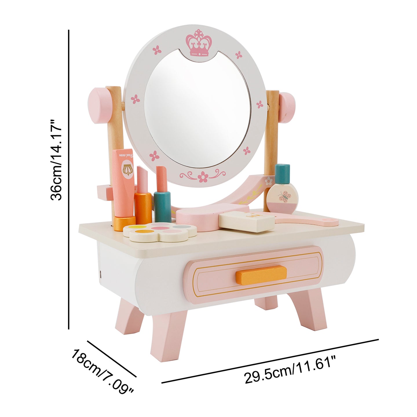 Kid Girls Simulation Vanity Table Children Dressing Mirror Make Up Desk Toy Set