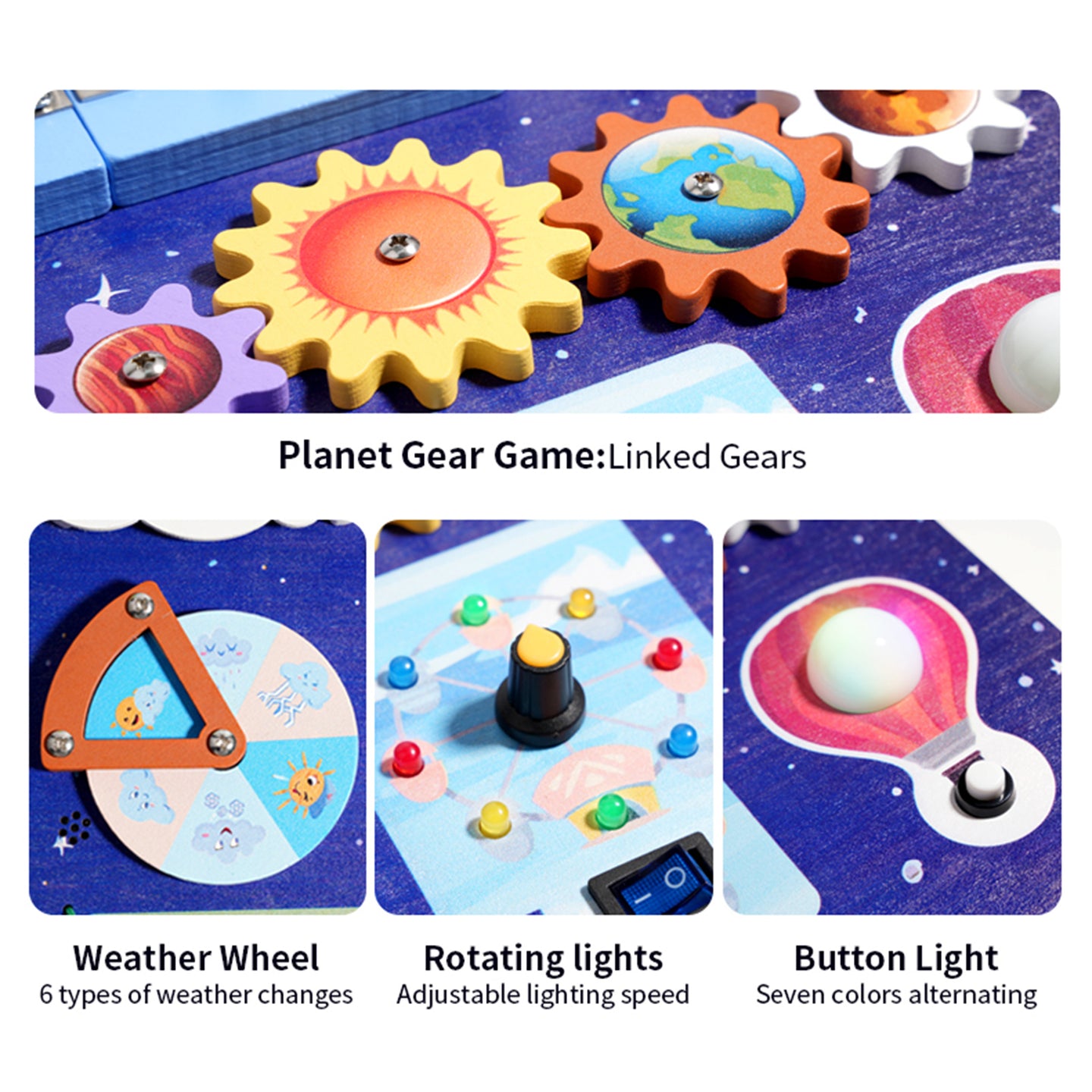 Children Educational Toy 6 Types of Weather Changes Interactive Kid Busy Board