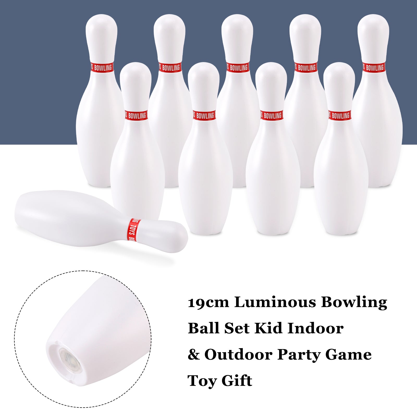 19cm Luminous Bowling Ball Set Kid Indoor & Outdoor Party Game Toy Gift