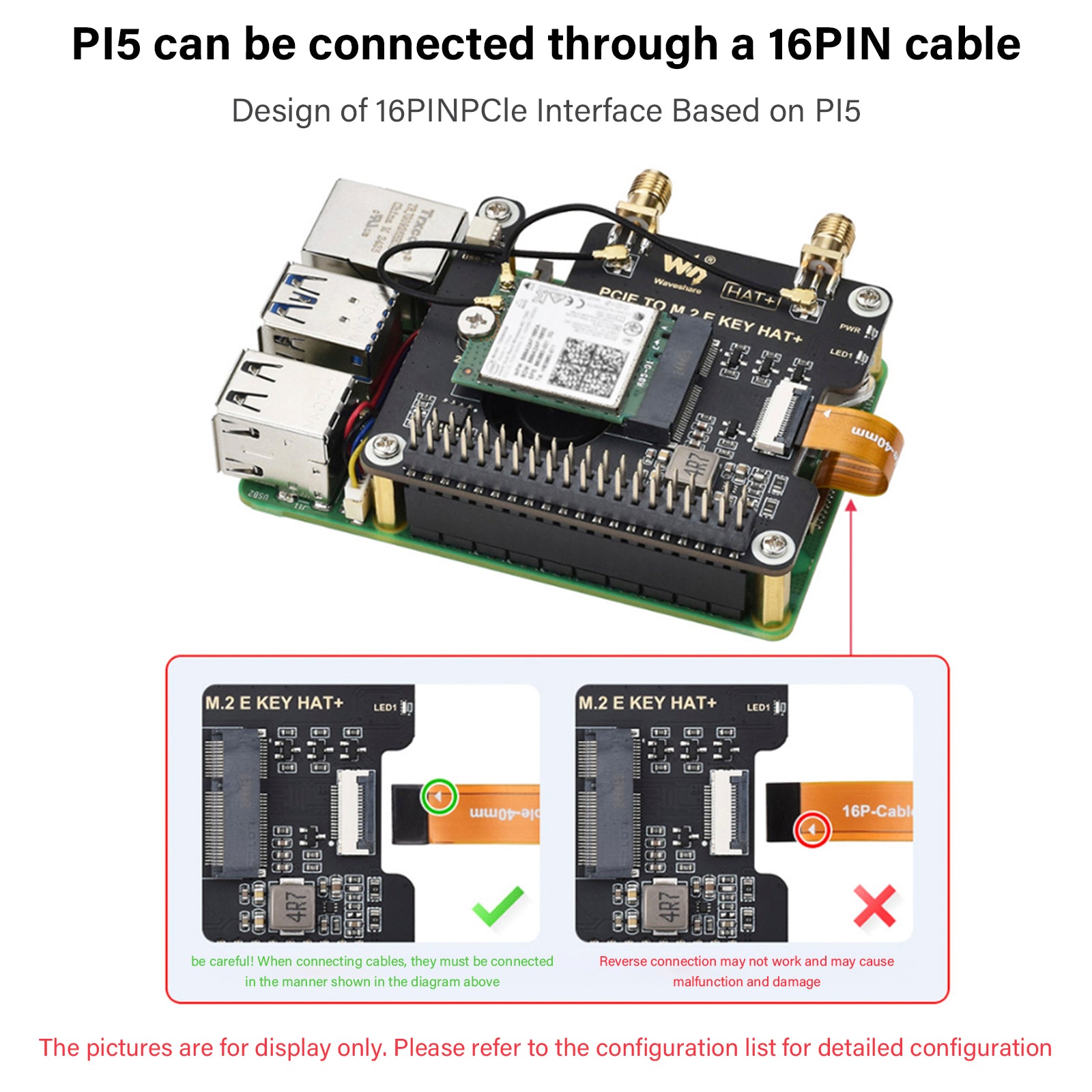 Raspberry Pi 5 PCIe to M.2 E Key Adapter Board For NGFF Wireless Network Card