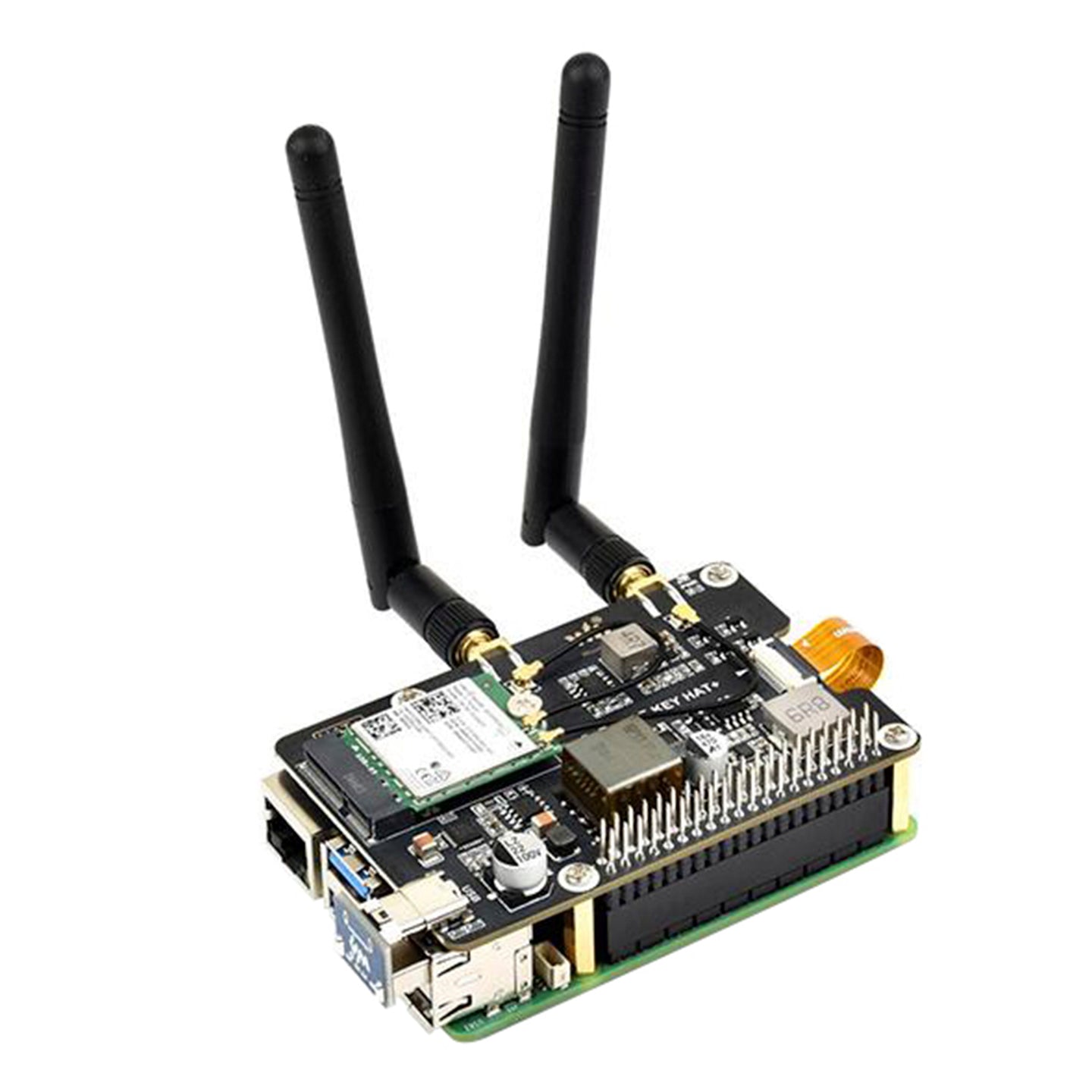 Raspberry Pi 5 PCIe to M.2 E Key with PoE Ethernet Power Supply Adapter Board
