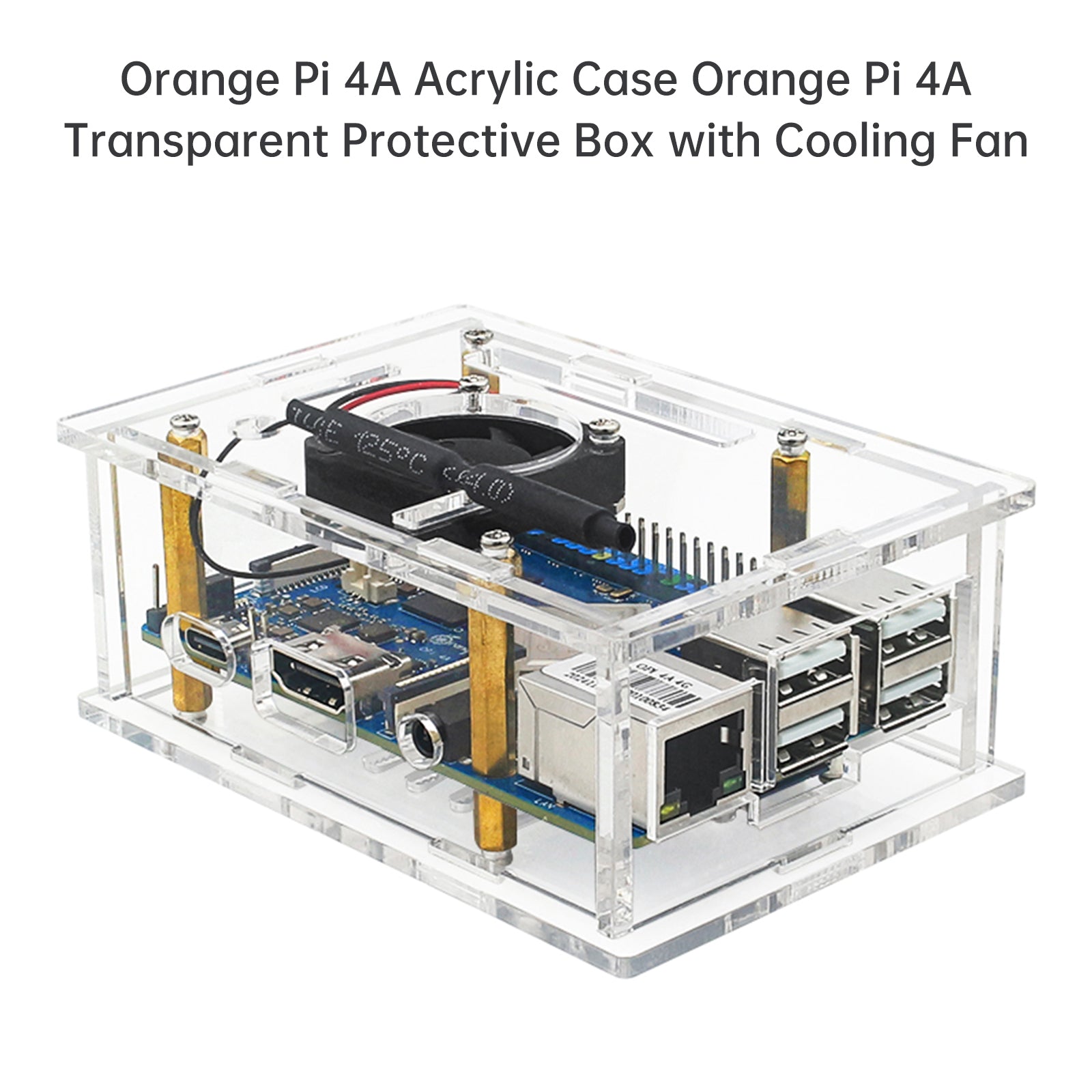 Orange Pi 4A Acrylic Case Orange Pi 4A Transparent Protective Box w Cooling Fan