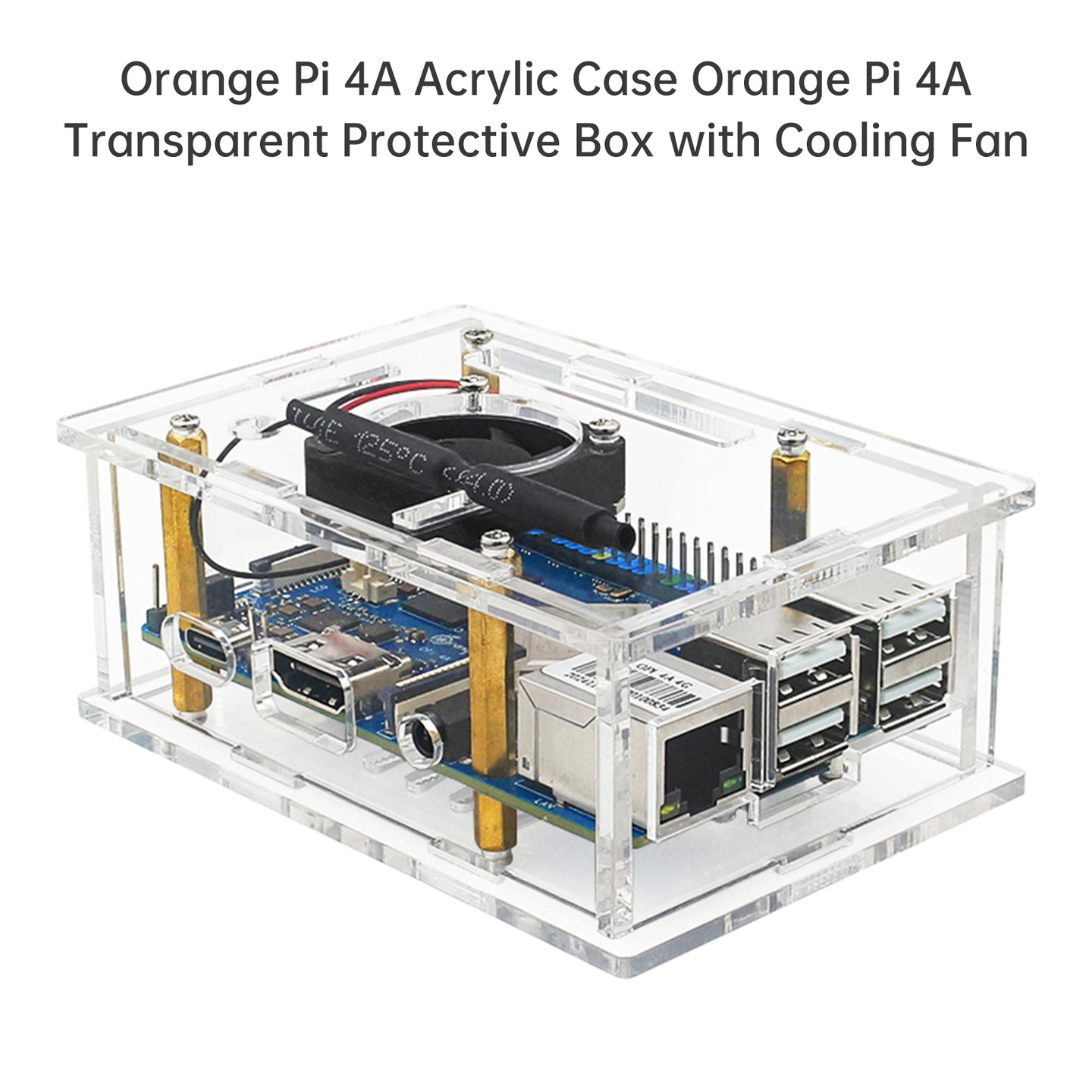 Orange Pi 4A Acrylic Case Orange Pi 4A Transparent Protective Box w Cooling Fan