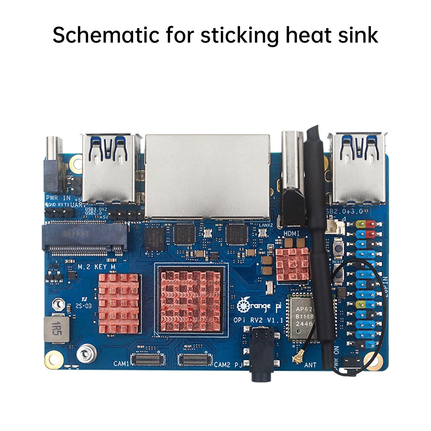 Orange Pi RV2 Radiator Orange Pi RV2 Development Board Pure Copper Heat Sink CPU