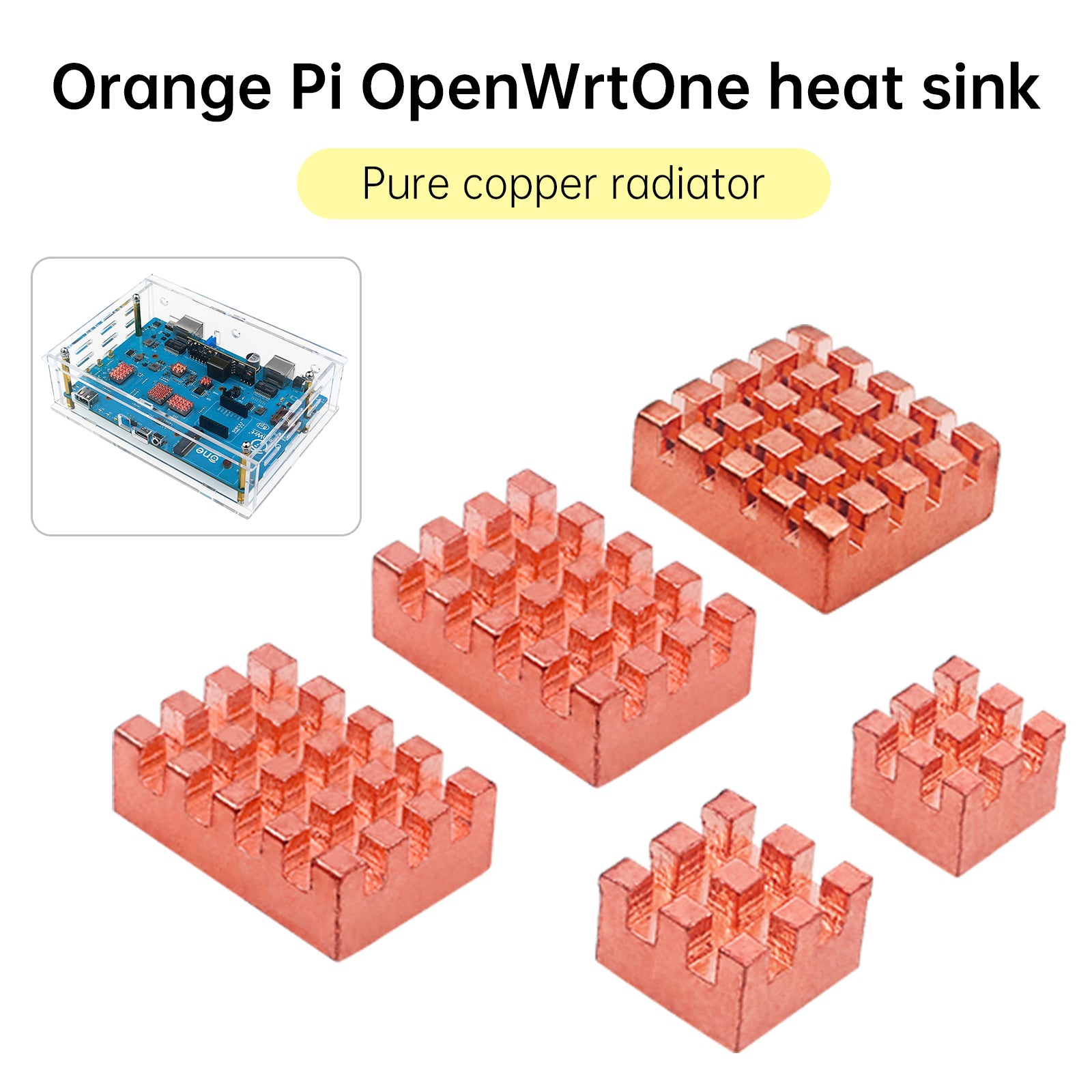 BananaPi Radiator Banana Pi OpenWrtOne Pure Copper Heat Sink Adhesive CPU Cooler
