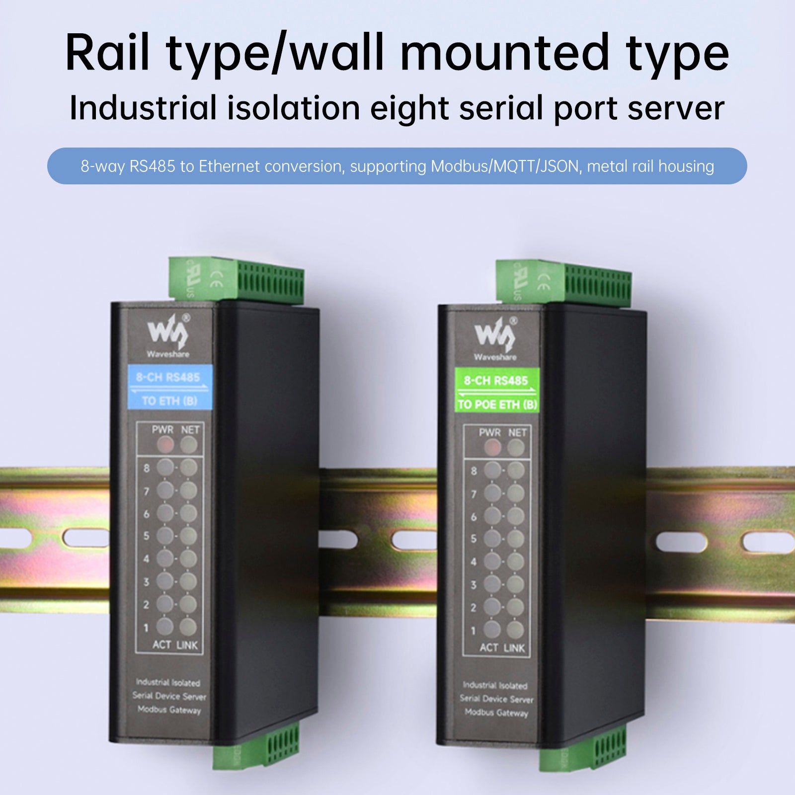 Industrial Isolated Serial Port Module Serial Port Server Eight-Way RS485 to RJ45