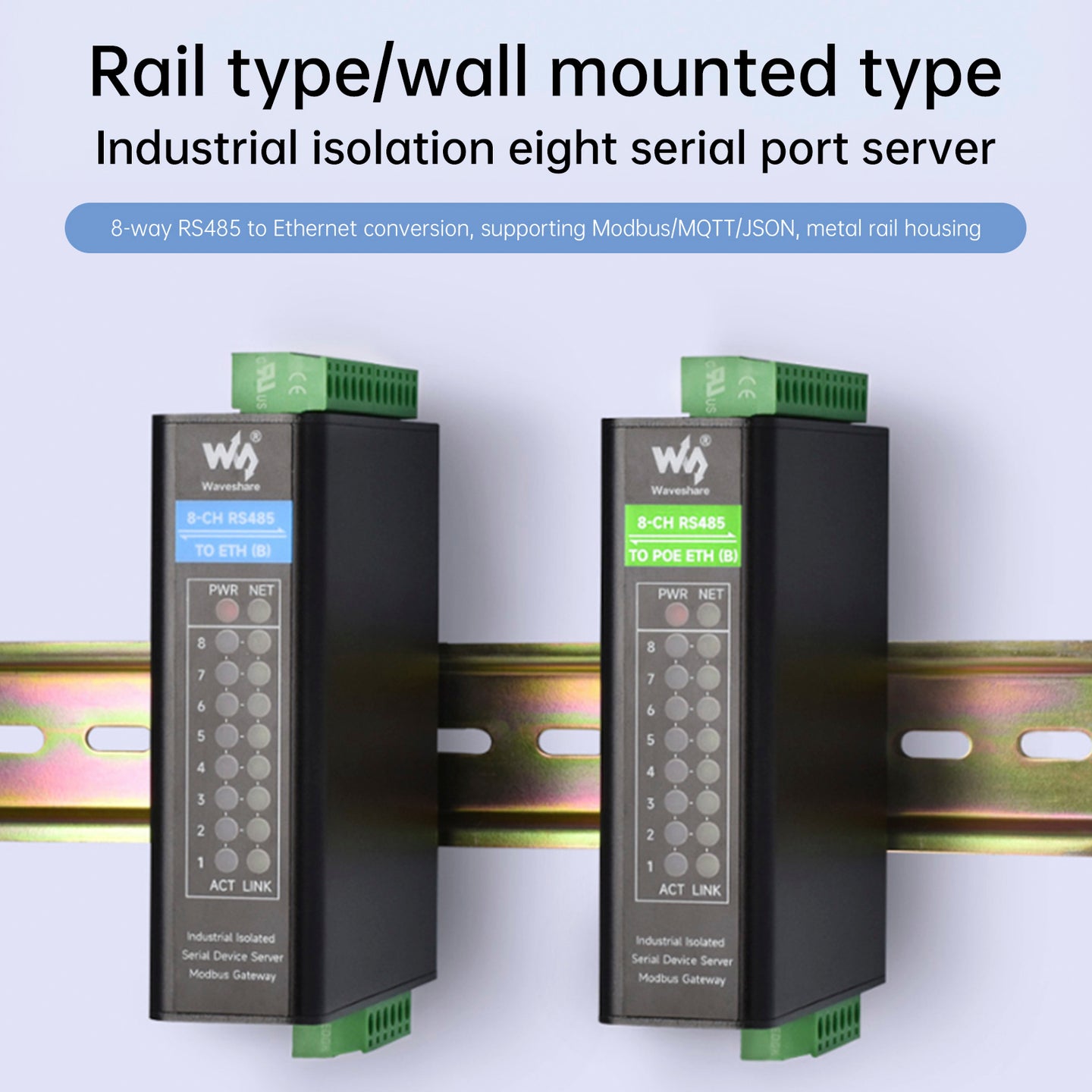 Industrial Isolated Serial Port Module Serial Port Server Eight-Way RS485 to RJ45