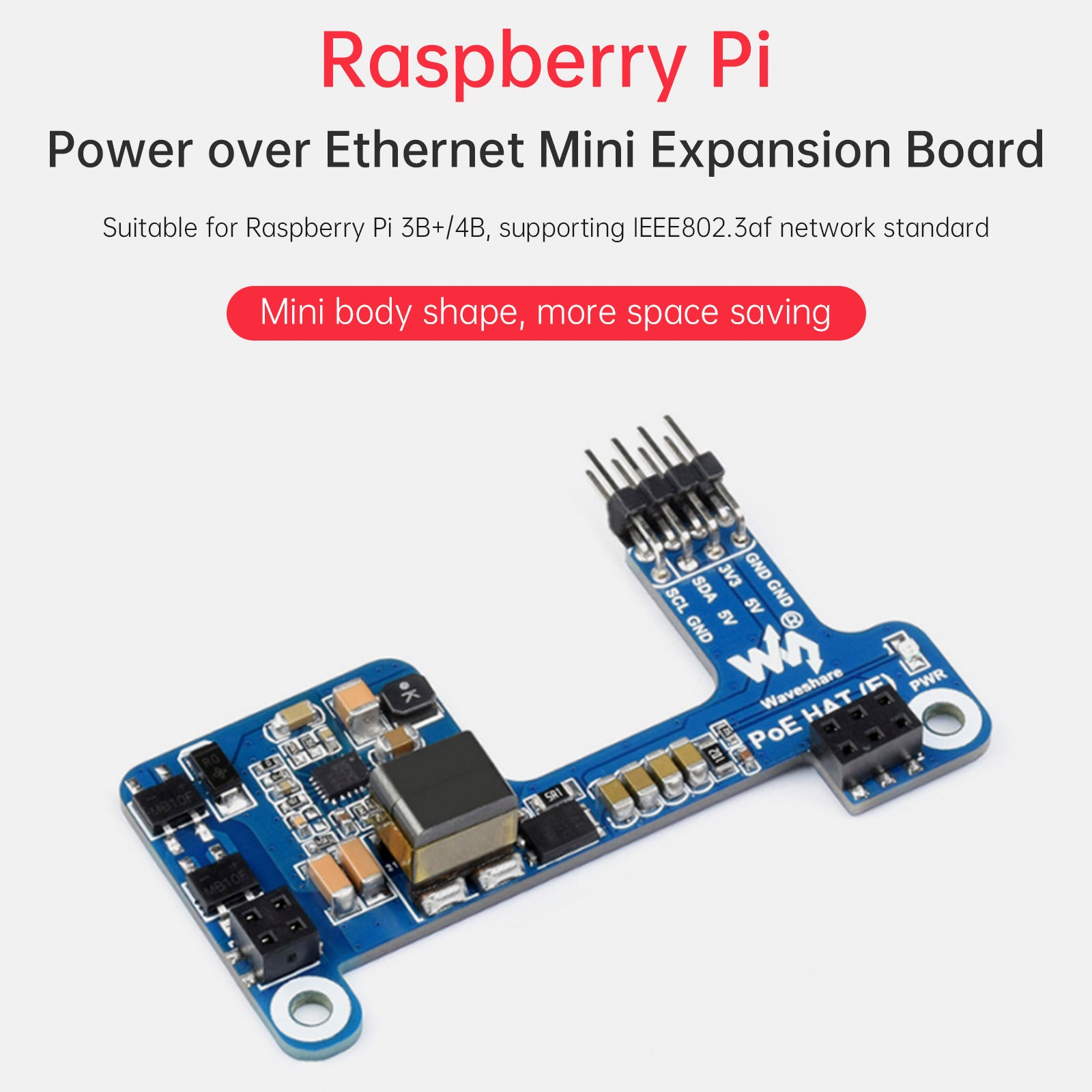 Raspberry Pi 4B/3B+ Ethernet Power Supply Expansion Board 802.3af Network