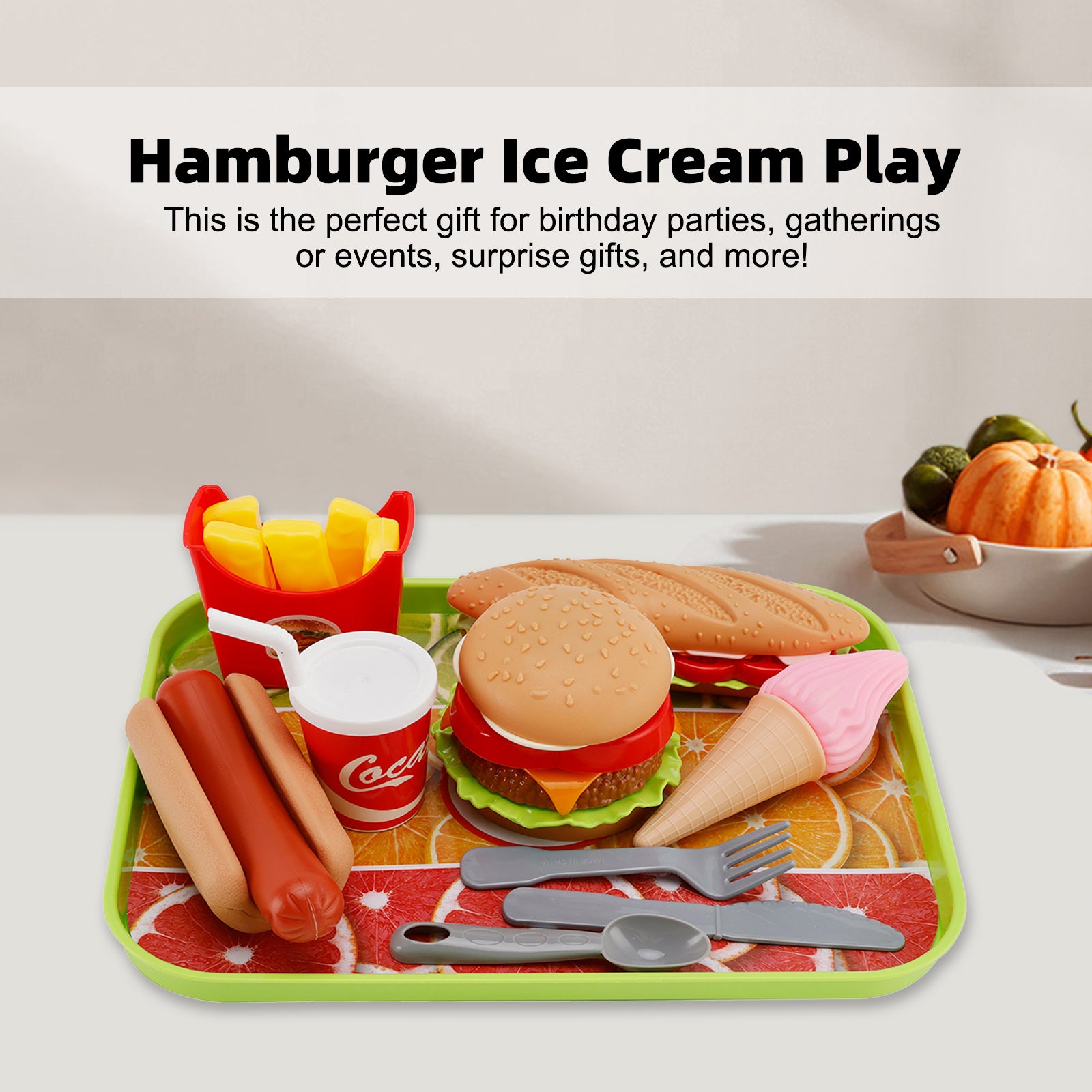 Hamburger Ice Cream Play Food Pretend Toys Kitchen Set Children Toy Set For Kid (Copy)
