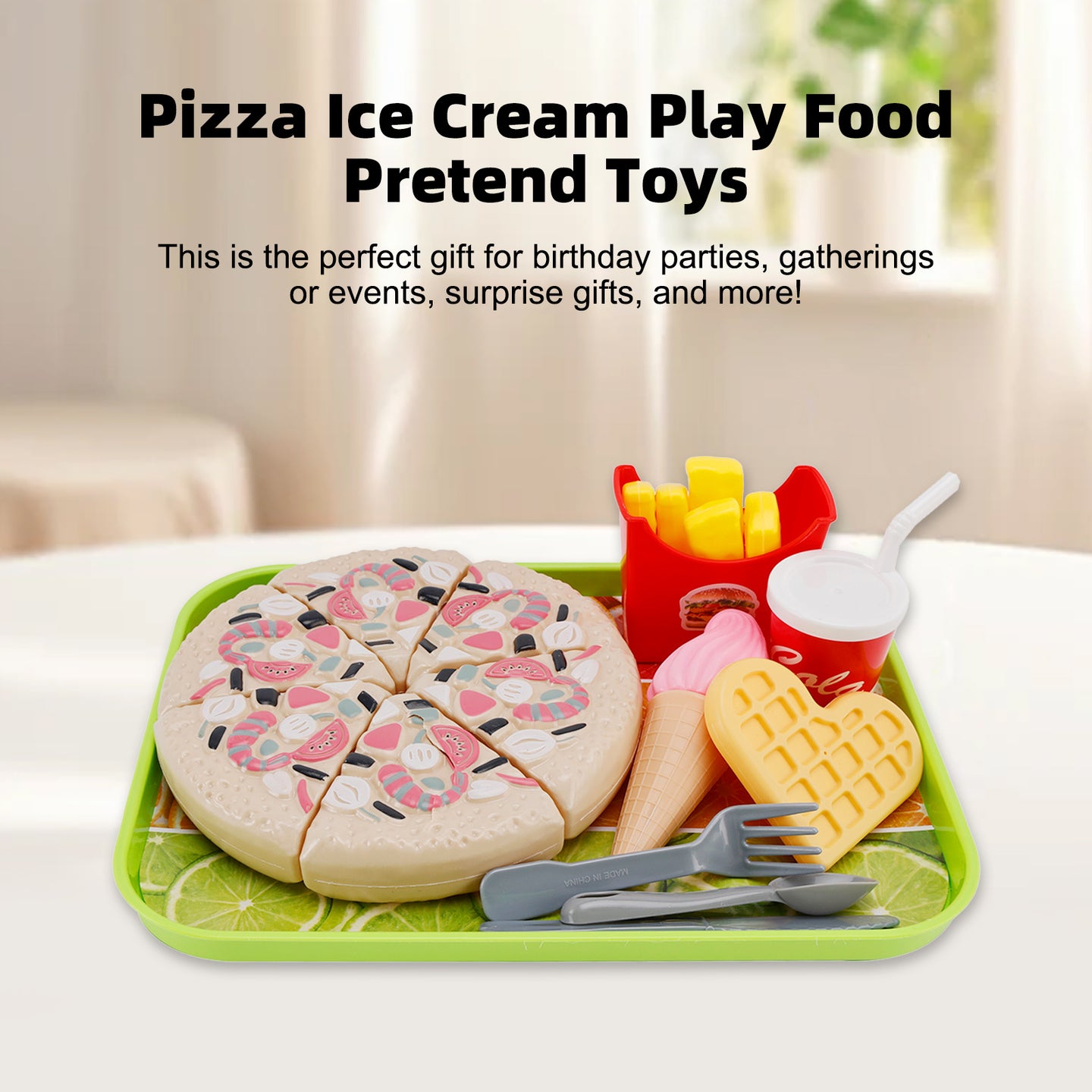Pizza Ice Cream Play Food Pretend Toys Kitchen Set Children Toy Set For Kid (Copy)