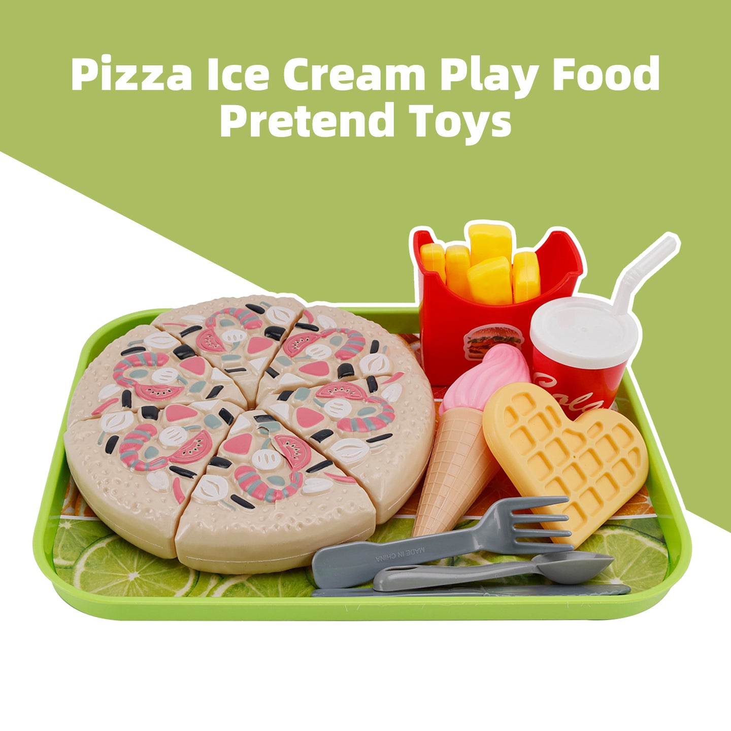 Pizza Ice Cream Play Food Pretend Toys Kitchen Set Children Toy Set For Kid (Copy)