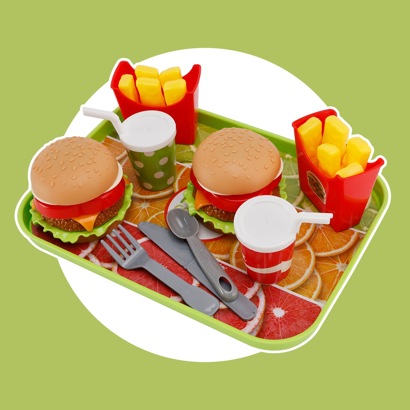 Hamburger Waffles Fries Drink Play Food Pretend Toy Kitchen Set Children Toy Set (Copy)
