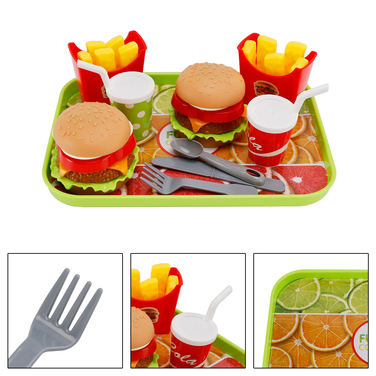Hamburger Waffles Fries Drink Play Food Pretend Toy Kitchen Set Children Toy Set (Copy)