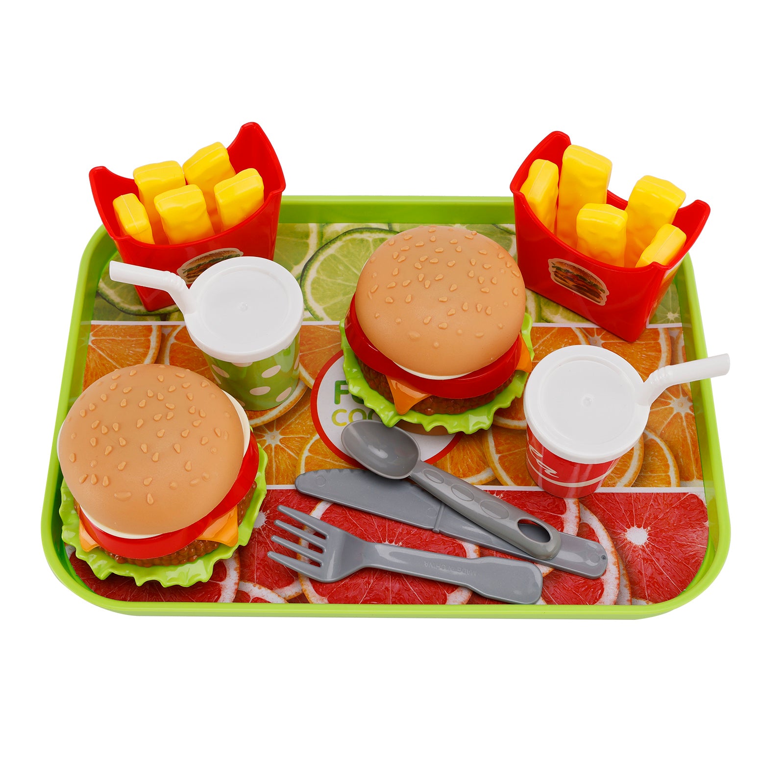 Hamburger Waffles Fries Drink Play Food Pretend Toy Kitchen Set Children Toy Set (Copy)