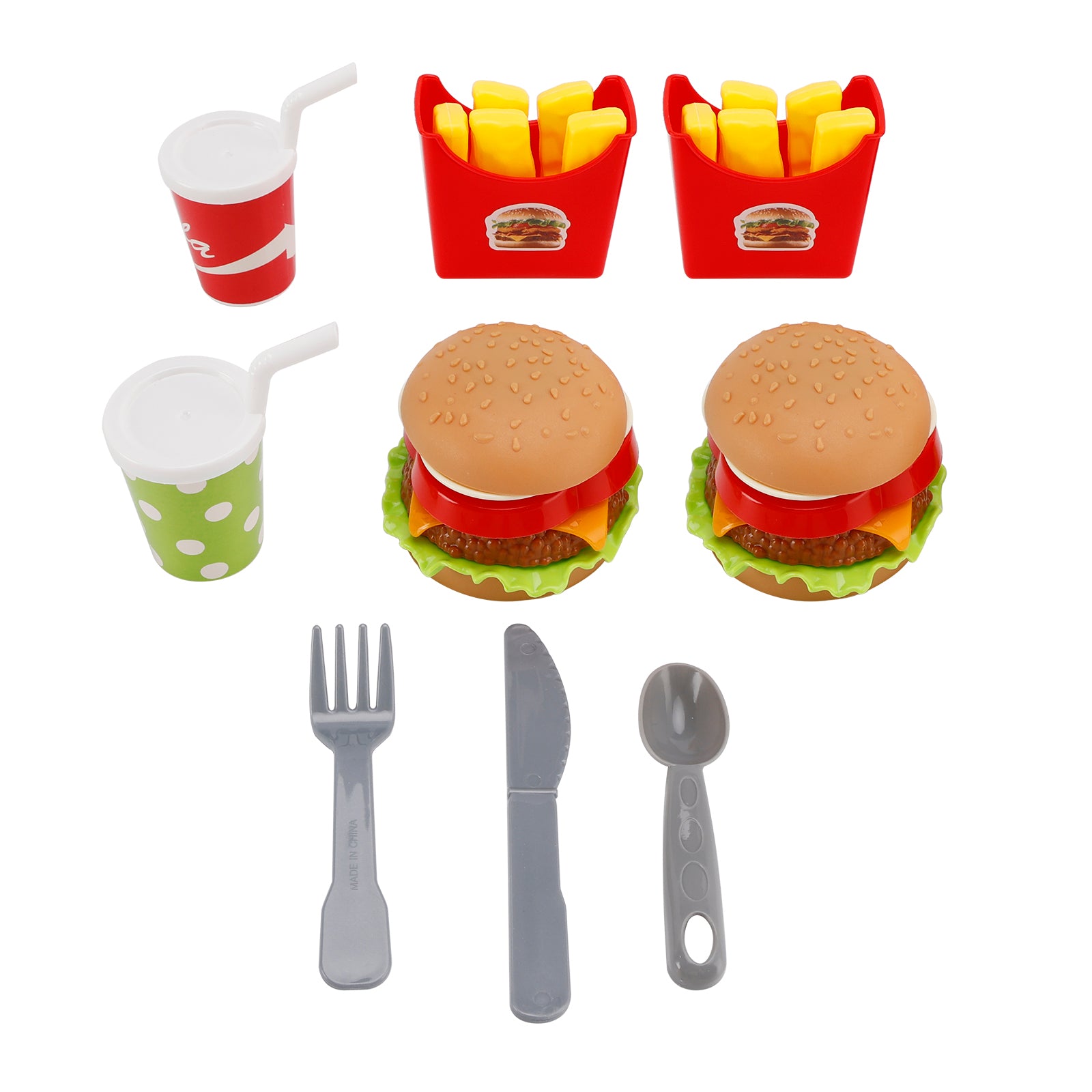Hamburger Waffles Fries Drink Play Food Pretend Toy Kitchen Set Children Toy Set (Copy)