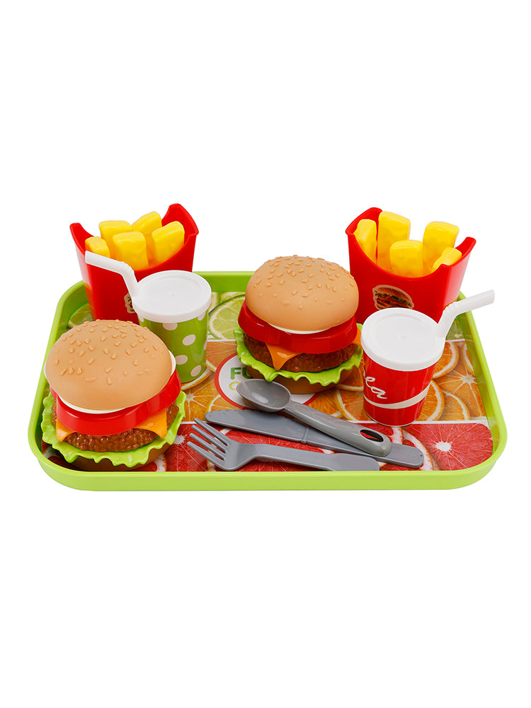 Hamburger Waffles Fries Drink Play Food Pretend Toy Kitchen Set Children Toy Set (Copy)