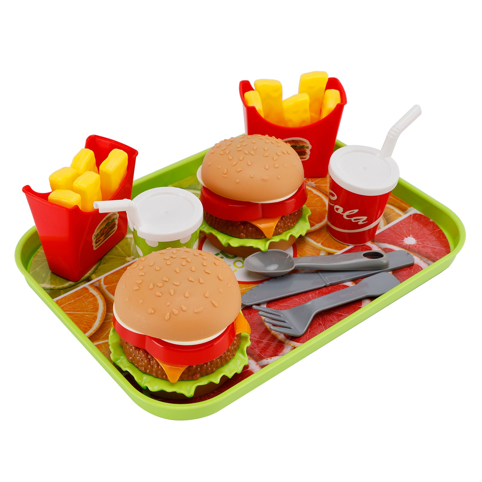 Hamburger Waffles Fries Drink Play Food Pretend Toy Kitchen Set Children Toy Set (Copy)