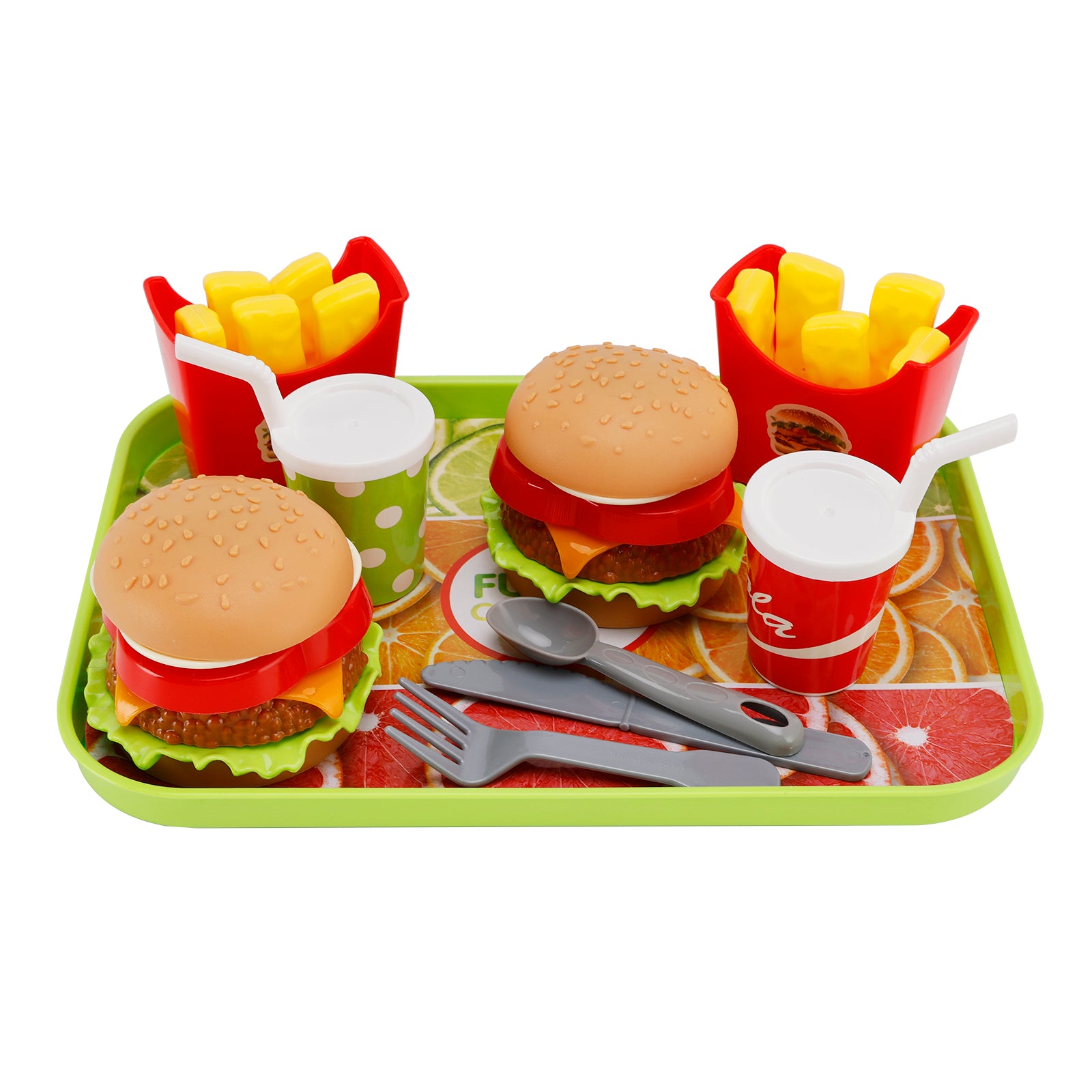 Hamburger Waffles Fries Drink Play Food Pretend Toy Kitchen Set Children Toy Set (Copy)