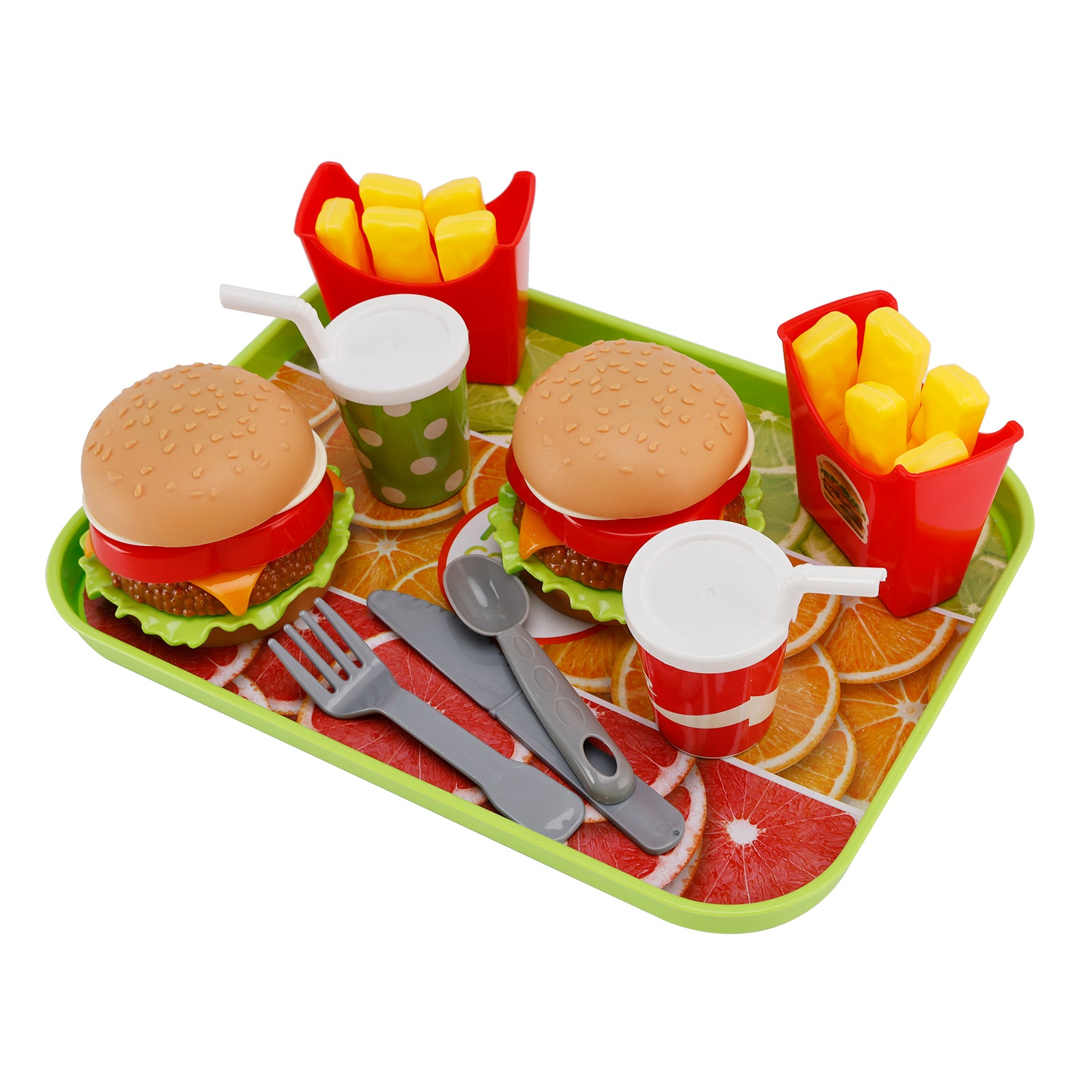 Hamburger Waffles Fries Drink Play Food Pretend Toy Kitchen Set Children Toy Set (Copy)