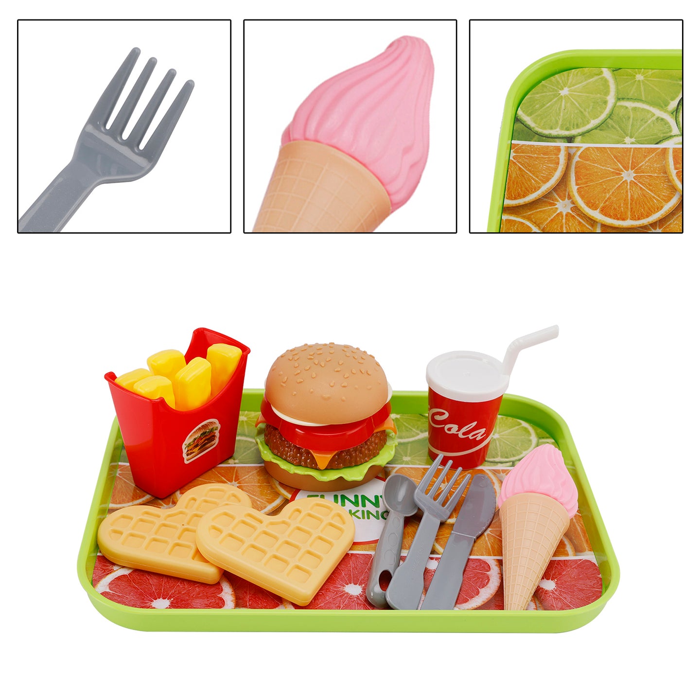 Hamburger Waffles Fries Drink Play Food Kitchen Set Children Toy Set For Kid (Copy)