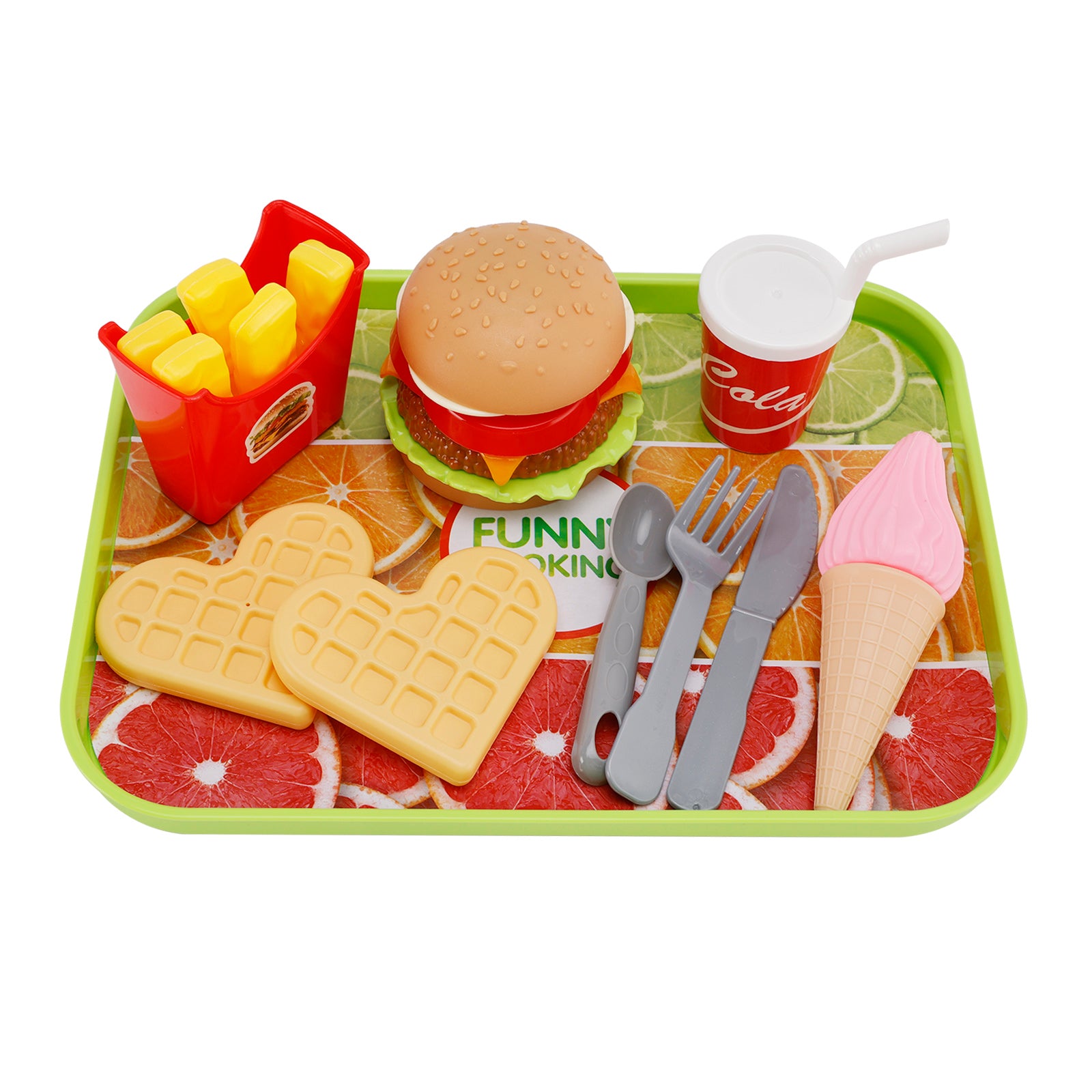 Hamburger Waffles Fries Drink Play Food Kitchen Set Children Toy Set For Kid (Copy)