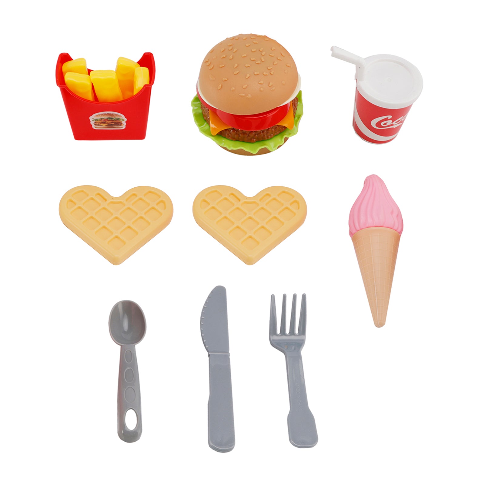 Hamburger Waffles Fries Drink Play Food Kitchen Set Children Toy Set For Kid (Copy)