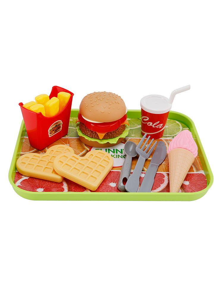 Hamburger Waffles Fries Drink Play Food Kitchen Set Children Toy Set For Kid (Copy)