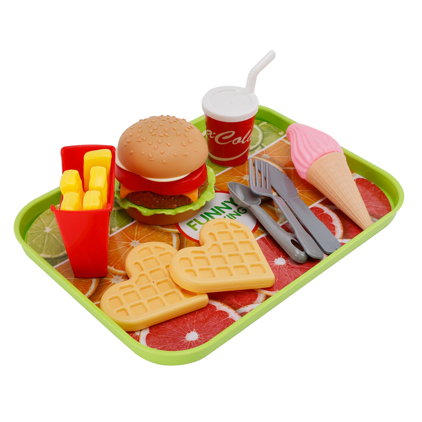 Hamburger Waffles Fries Drink Play Food Kitchen Set Children Toy Set For Kid (Copy)
