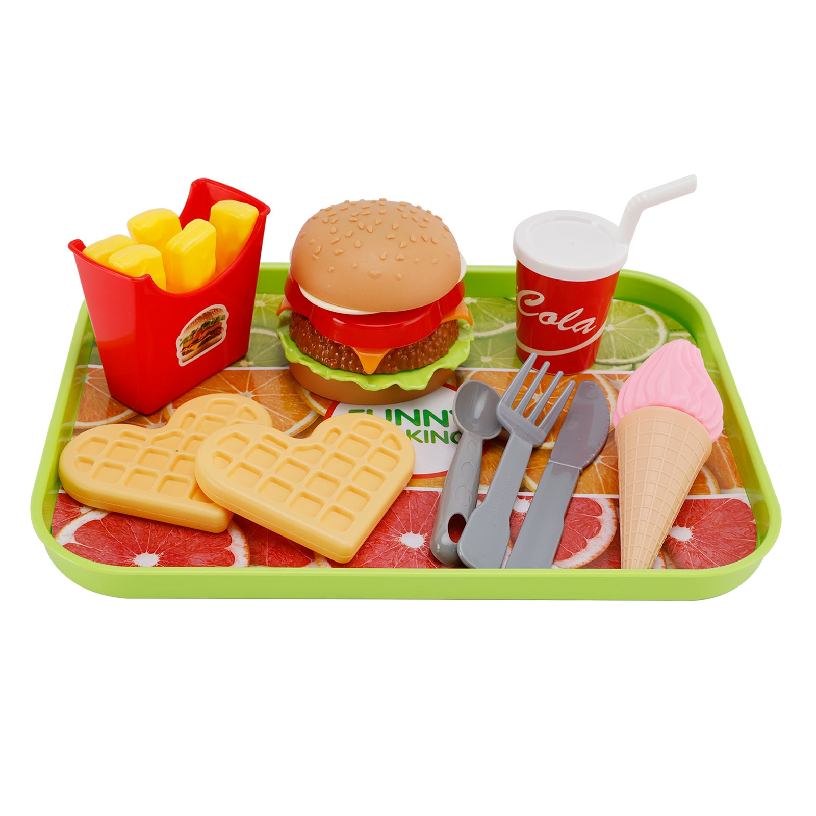 Hamburger Waffles Fries Drink Play Food Kitchen Set Children Toy Set For Kid (Copy)