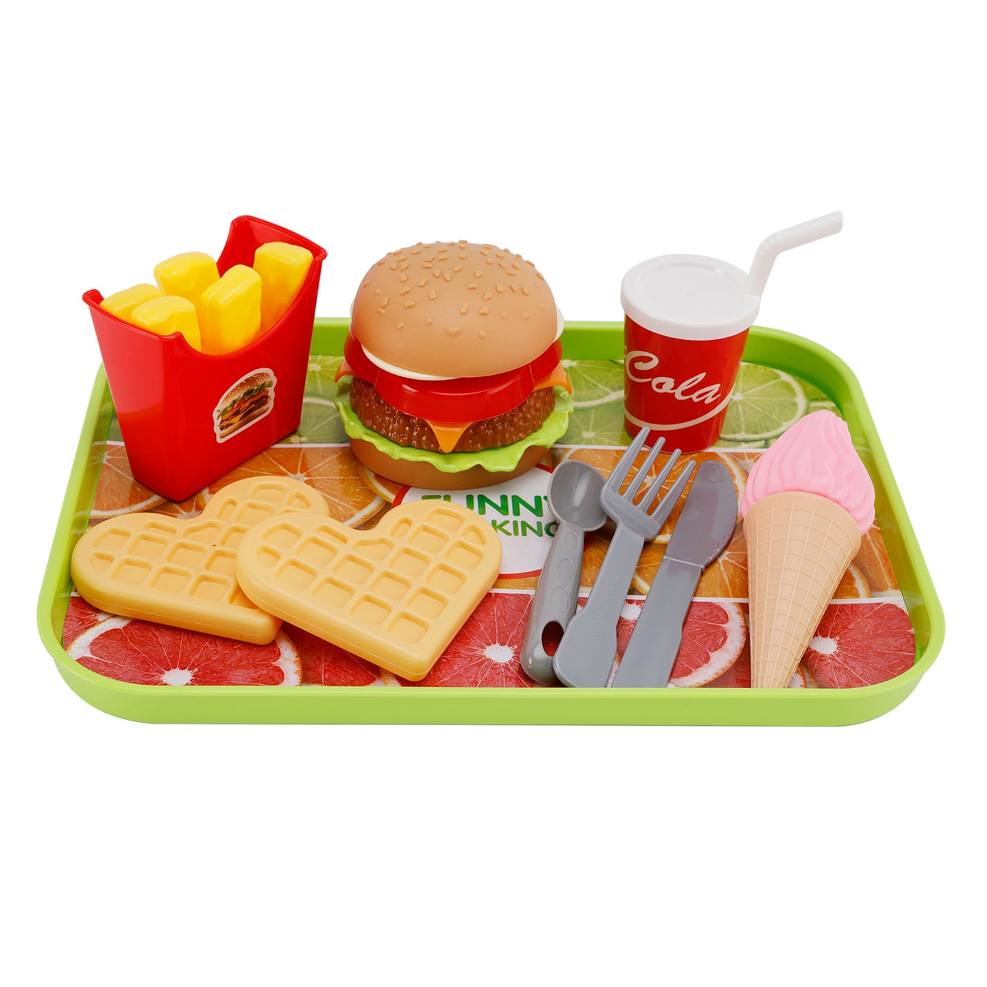 Hamburger Waffles Fries Drink Play Food Kitchen Set Children Toy Set For Kid (Copy)